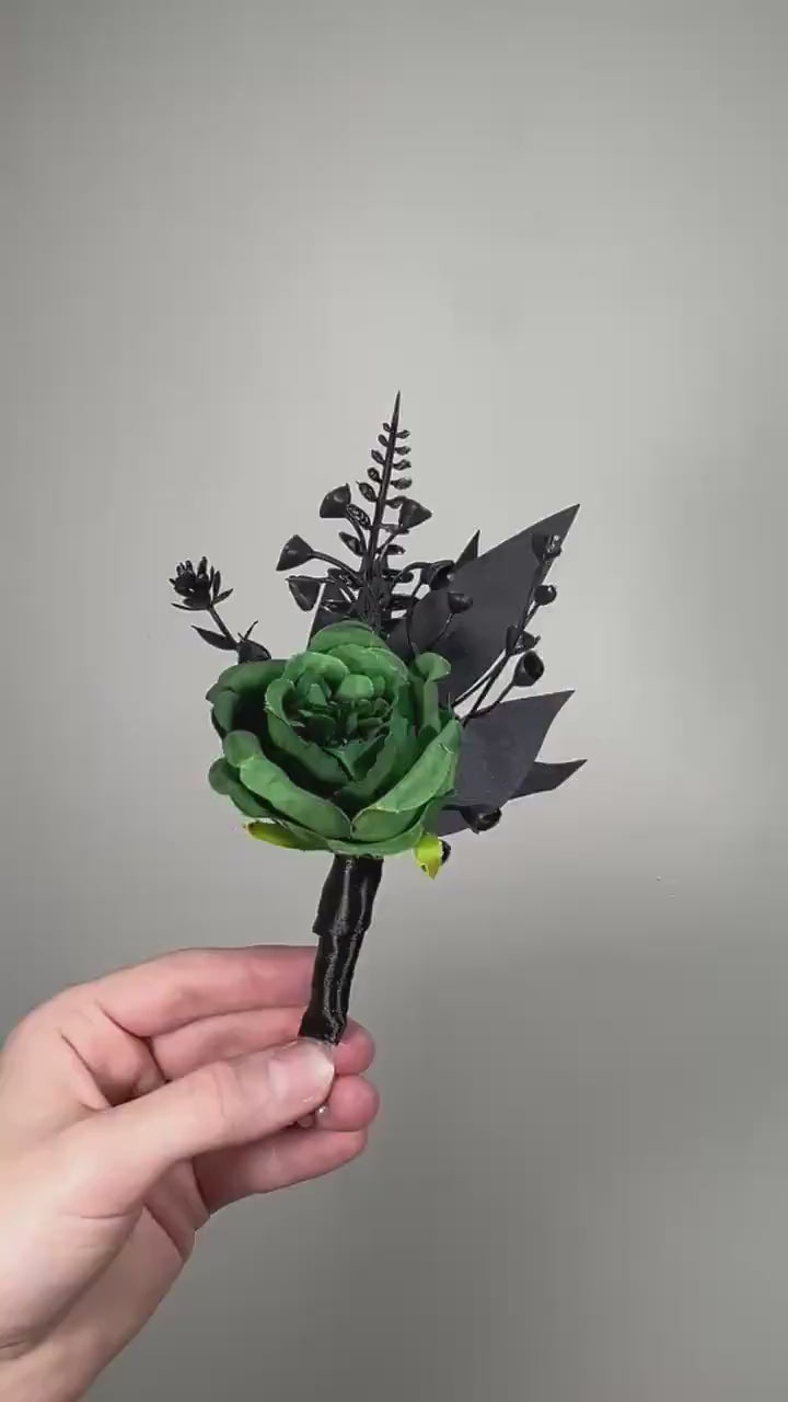 Green Boutonniere Wedding Groom Black Boutonnières Hinter Green Groomsmen Gothic Artificial Flowers Boutonnière Green Halloween Boutonniere
