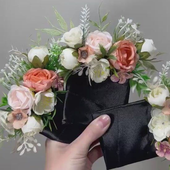 Wedding Pocket Boutonniere White Peach Groom Boutonnière Square Groomsmen Pink Wedding Pocket Boutonniere Coral Peach Artificial Flowers