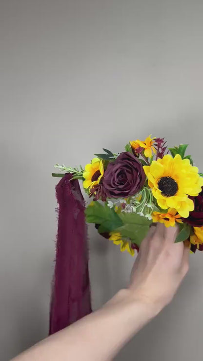 Dog Collar Wedding Sunflower Dog Accessories Collar Sunflowers Burgundy Floral Ring Dog Collar Pet Flower Crown Sunflower Floral Collar Red