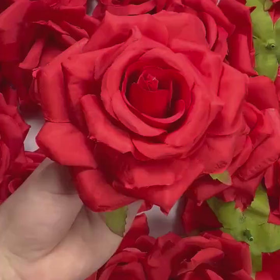 Red Rose Artiricial Wedding Christmas Red Flower Heads Realistic Red Roses Craft Supplies Wedding DIY Bouquet Silk Roses Red Fake Flowers