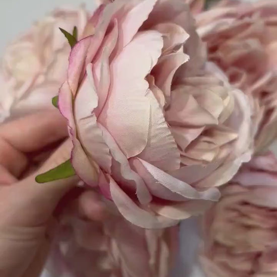 Pink Peony Artificial Flowers 4” Head Rose Blush Cabbage Rose Dusty Wedding Fake Roses Pink Home Decor Silk Decorative Wedding
