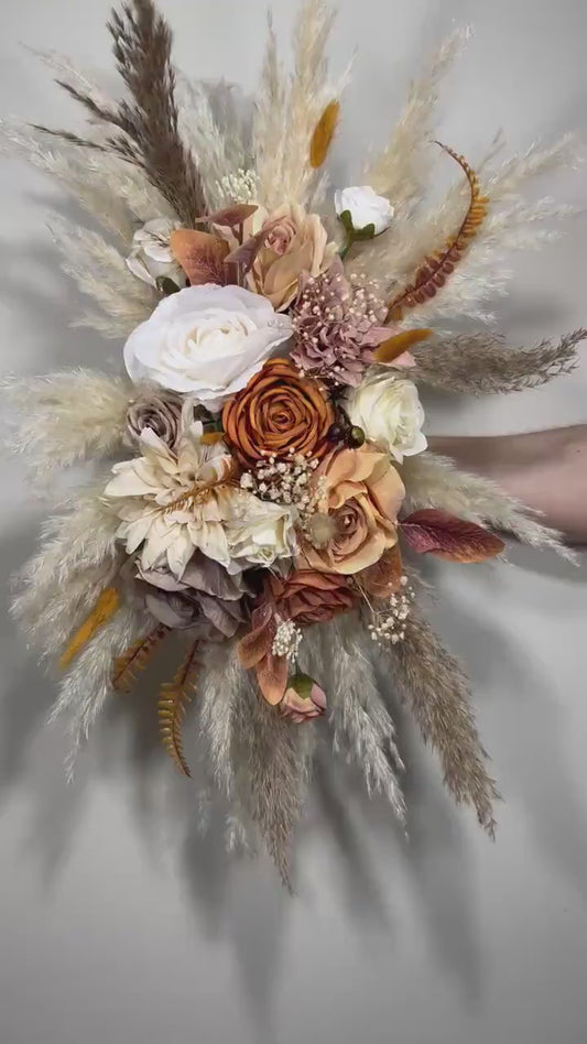 Wedding Arch Arrangement Terracotta Boho Pampas Grass Arch Aisle Arrangement Burnt Orange Artificial Dried Flowers Swag Backdrop Wall Decor