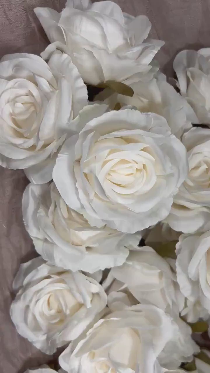 Ivory Artificial Flowers Head Rose White High Quality Wedding Fake Roses Ivory Silk Bridal Clearance Accessories Decorative Home Decor DIY