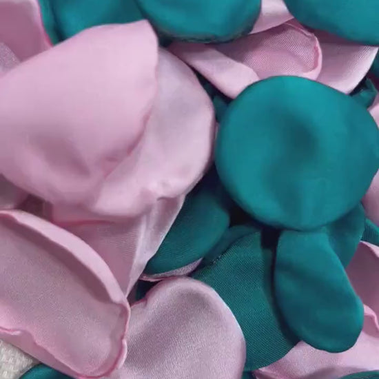 Teal Petals Wedding Decor Flower Girl Petals Dark Teal Dusty Rose Wedding Aisle Decor Flower Petals Teal Pink Ceremony Decor  Confetti