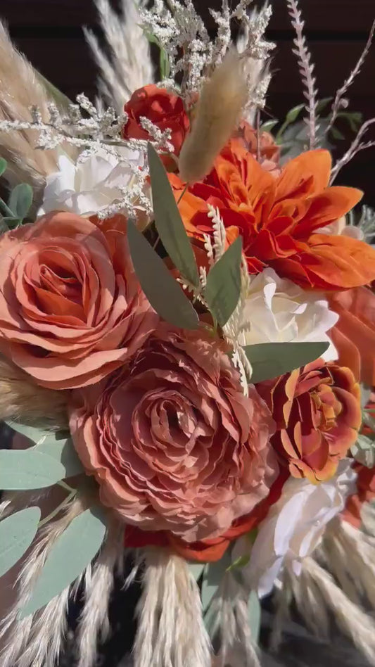 Terracotta Bouquet Wedding Bridal Rust Ivory Bouquet Champagne Bridesmaids Bouquet Burnt Orange Bouquet Rust Pampas Grass Artificial Flower