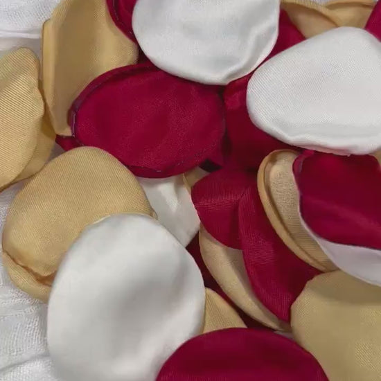 Red White Petals Wedding Decor Flower Girl Petals Red Wedding Aisle Decor Flower Petals Gold Red Ceremony Decor White Bridal Shower Confetti