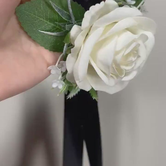Wedding White Corsage Wrist Ivory Bridesmaids Corsage Ivory Mom Corsage Accessories White Rose Classic Corsage Sage Small Corsage