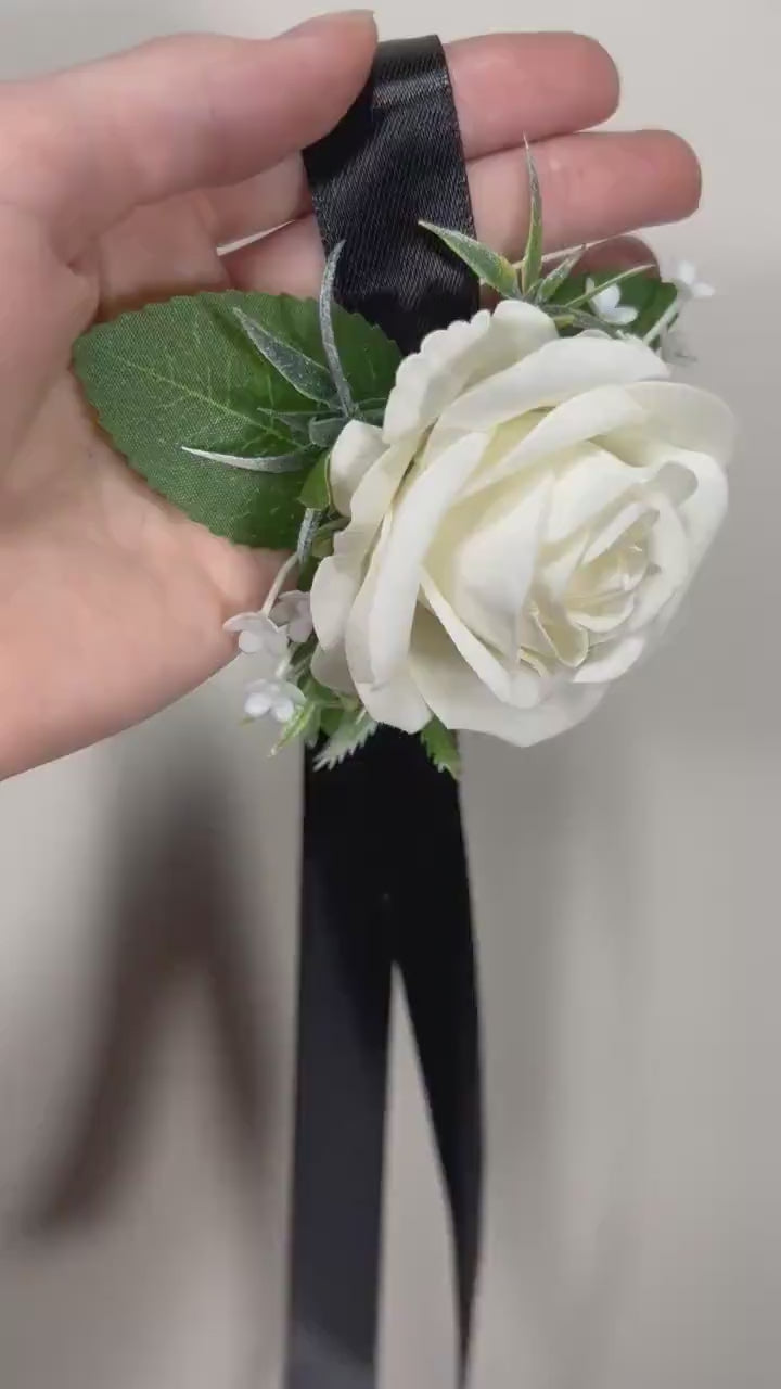 Wedding White Corsage Wrist Ivory Bridesmaids Corsage Ivory Mom Corsage Accessories White Rose Classic Corsage Sage Small Corsage