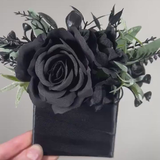 Black Pocket Boutonniere Wedding Groom Boutonnière Gothic Black Square Groomsmen Pocket Boutonniere Black Sage Green Boutonniere Prom