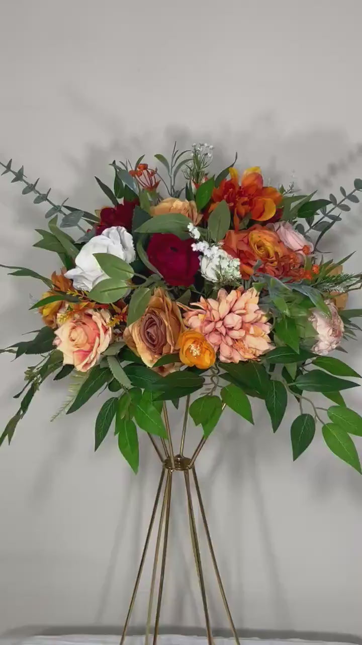Wedding White Centerpiece Orange Terracotta Centerpiece Table Flower Ball Barrel Ivory Wiskey Stand Burgundy Artificial Flower