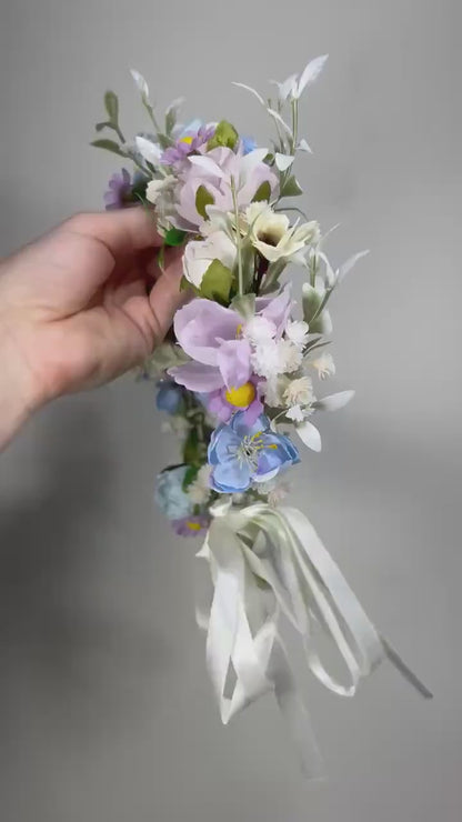 Wedding Flower Crown Blue Lavender White Flower Artificial Crown Wild Flowers Lilac Bridal Headbank Blue Wreath Crown Hair Summer