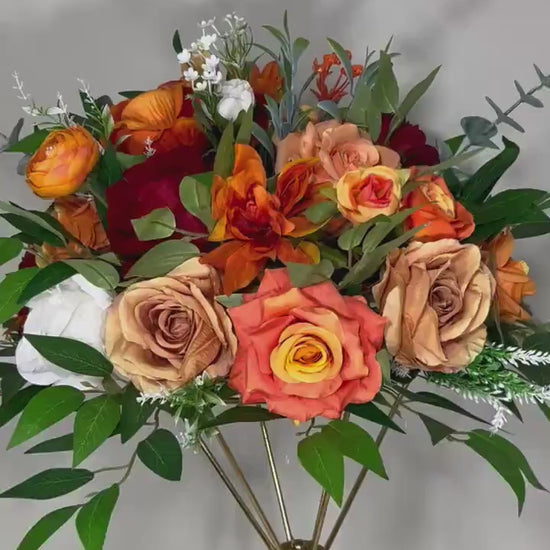 Orange Centerpiece Wedding Peach Terracotta Centerpiece Table Flower Ball Barrel Ivory Wiskey Stand Burgundy White Artificial Flower