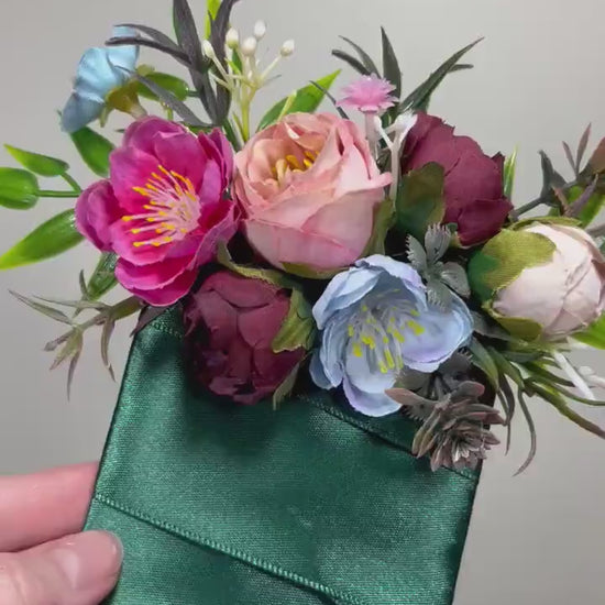 Wedding Pocket Boutonniere Groom Boutonnière Pink Square Groomsmen Pocket Boutonniere Blue Dusty Rose Rustic Jewel tone Artificial Flowers