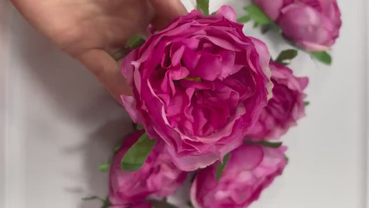 Pink Peony Artificial Flowers Head Rose Fuchsia Rose Cabbage Wedding Fake Roses Pink Home Decor Silk Decorative Wedding