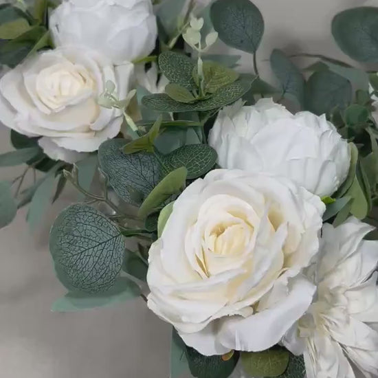 Mini Bouquets for Vases White Centerpiece 3 Flowers Ivory Mini Centerpiece Decor White Sage Greenery Eucalyptus