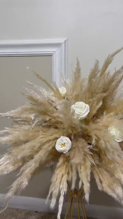 Wedding White Centerpiece Boho Pampas Grass Centerpiece Table Flower Ball Barrel Decor Wiskey Stand Ivory Artificial Flower
