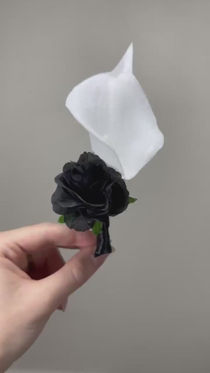 White Boutonniere Calla Wedding Groom Black and White Boutonnières Black Groomsmen Calla Lily Artificial Flowers Boutonnière White