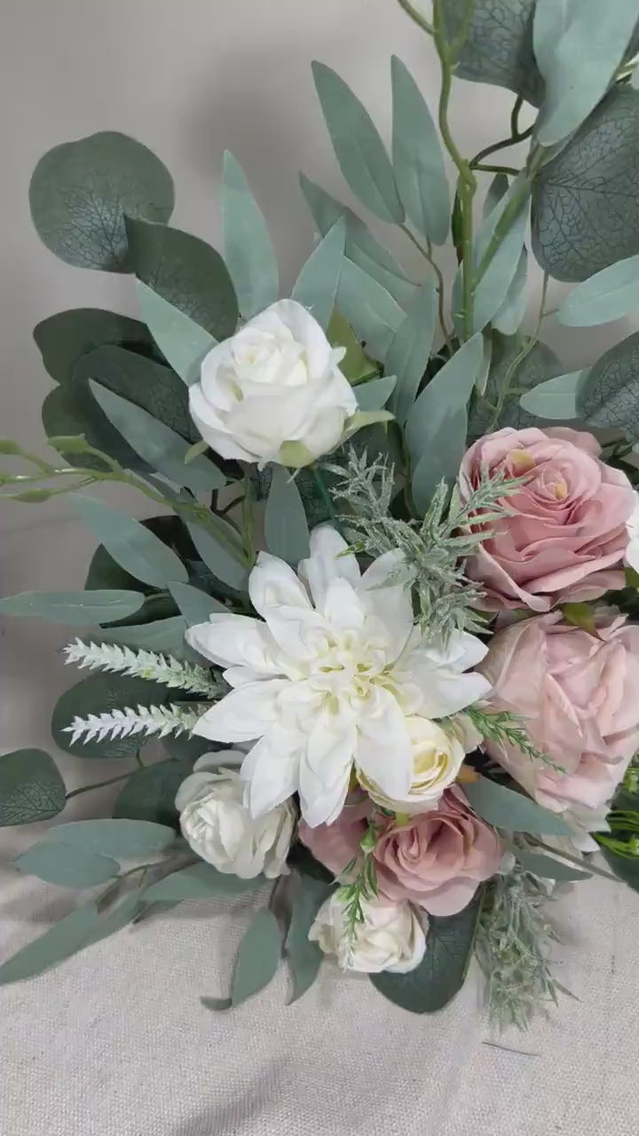 Set of 2 Wedding Aisle Marker Flower Floor Arrangement Barrel Décor Pink White Dusty Rose Ground Arch Wedding