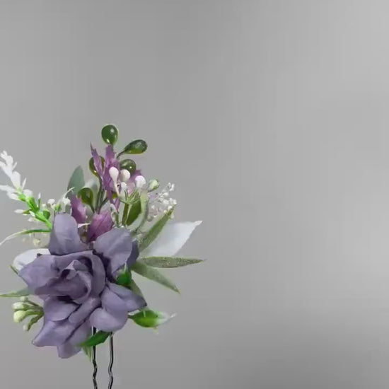 Purple Hair Pin Wedding Dusty Purple Flower Girl Headpiece Floral Plum Hair Pin Accessories Hair Pin Purple Baby Breath Artificial Flowers