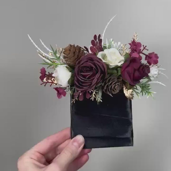 Burgundy Pocket Boutonniere Wedding White Maroon Groom Square Boutonnière Groomsmen Christmas Boutonniere Pine Cone Pocket Boutonniere