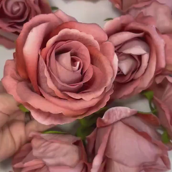 Dusty Rose Flower Heads Artificial Dusty Coral Flower Silk Mauve Rose Dusty Craft Supplies Flower Heads Blush Pink Roses Wedding DIY