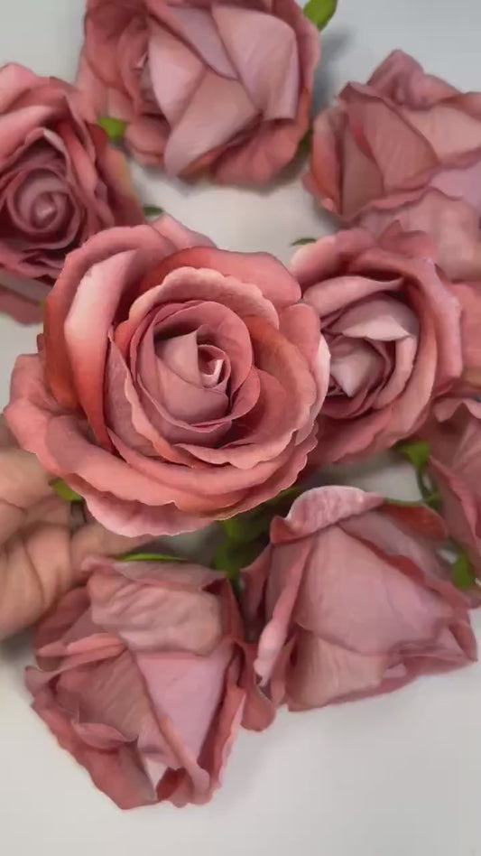 Dusty Rose Flower Heads Artificial Dusty Coral Flower Silk Mauve Rose Dusty Craft Supplies Flower Heads Blush Pink Roses Wedding DIY