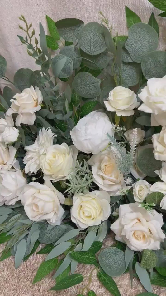 Floor Arrangement White Weddding Free Standing Ivory Aisle Floor Arrangement White Backdrop Floor Runner Artificial Flower Eucalyptus