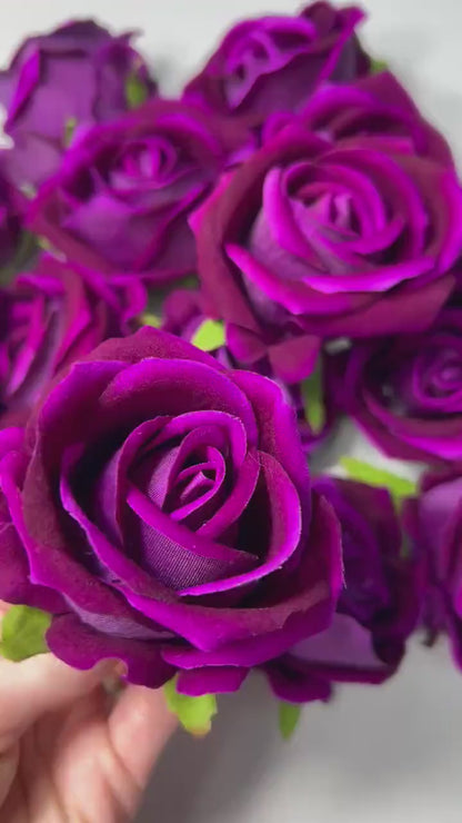 Purple Rose Heads Wedding Artificial Purple 2.5” Magenta Flower Head Heads Dark Purple Craft Supplies Wedding Magenta Roses Head Home Decor
