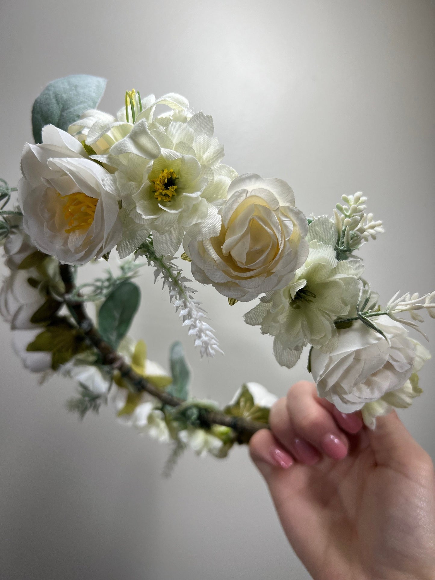 Wedding Bouquet White Bridal Wedding Ivory Rose Peony Bridesmaids Dahlia Decor Eucalyptus Greenery Handmade Artificial Faux Flower Sage