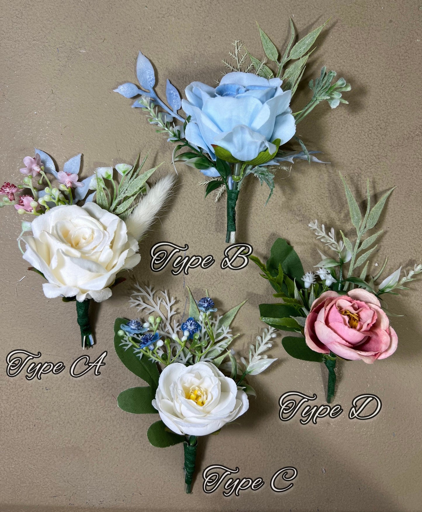 Wedding Boutonnière White Groom Wedding Pink Light Blue Boutonniere Groomsmen Ivory Decor Artificial Dried Flowers Eucalyptus White Rose