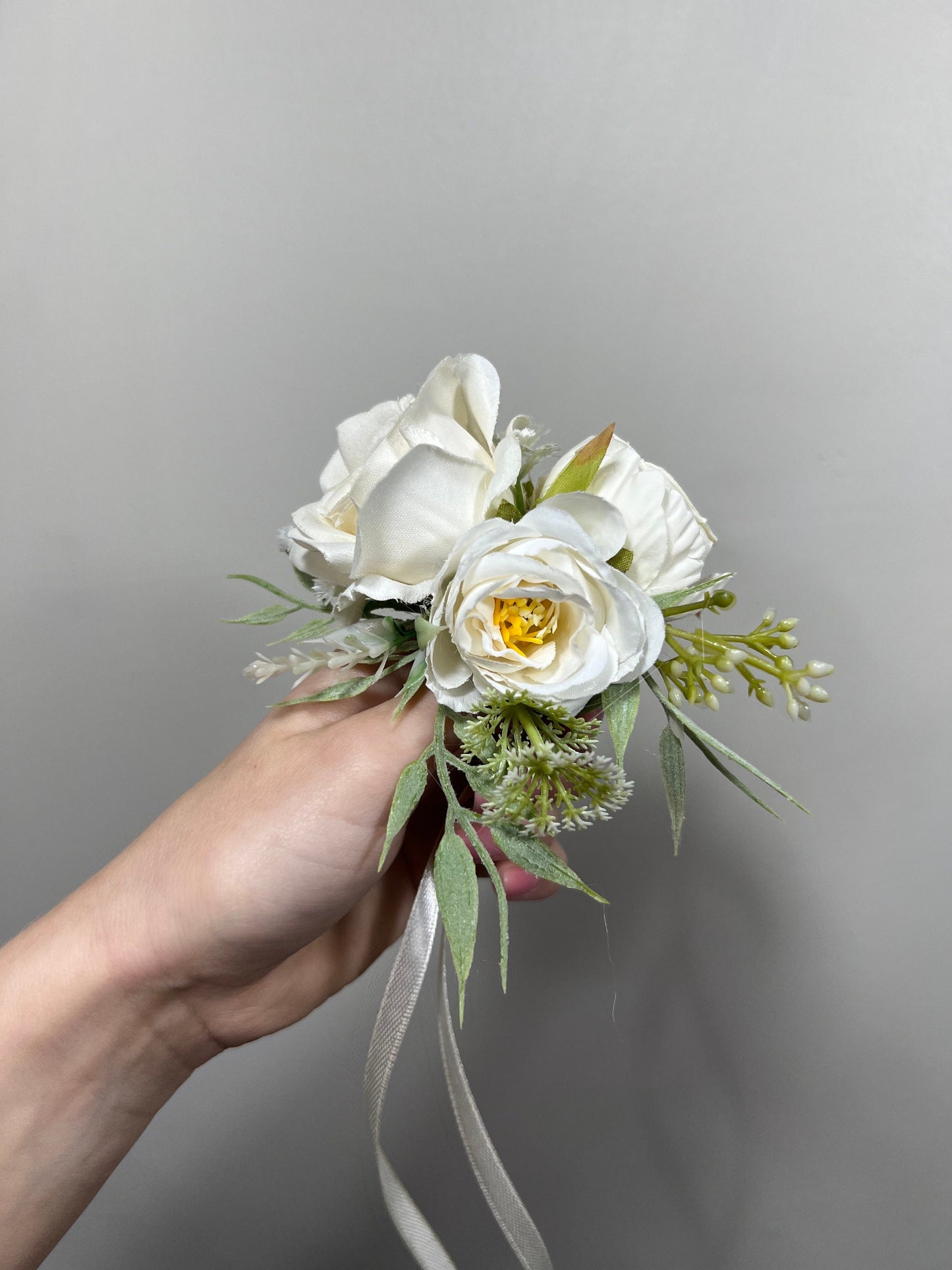 Wedding Corsage White Bridal Ivory Wedding Classic Wrist Corsage Bridesmaids Decor White Wedding Rose Accessories Artificial Flower Corsage