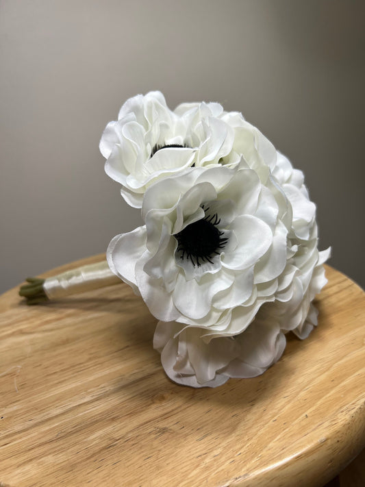 Wedding Bouquet Anemone White Bridal Anemone  Classic Wedding Bouquet Ivory Anemone Bridesmaids Decor Anemone Handmade Artificial Flower