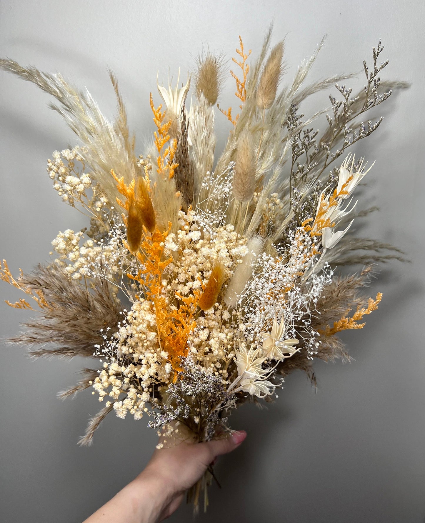 Wedding Bridal Bouquet Boho Terracotta Burnt Bouquet Bridesmaids Dried Flower Natural Baby Breath Bunny Tails Bouquet Pampas Grass Fall