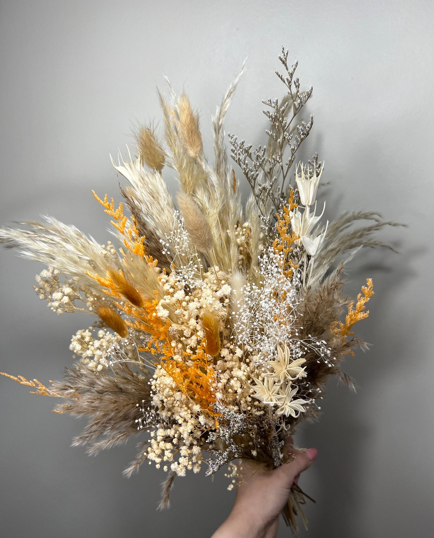 Wedding Bridal Bouquet Boho Terracotta Burnt Bouquet Bridesmaids Dried Flower Natural Baby Breath Bunny Tails Bouquet Pampas Grass Fall