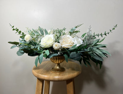 Wedding Bouquet White Bridal Wedding Ivory Rose Peony Bridesmaids Dahlia Decor Eucalyptus Greenery Handmade Artificial Faux Flower Sage