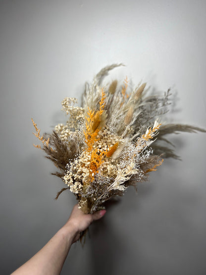 Wedding Bridal Bouquet Boho Terracotta Burnt Bouquet Bridesmaids Dried Flower Natural Baby Breath Bunny Tails Bouquet Pampas Grass Fall