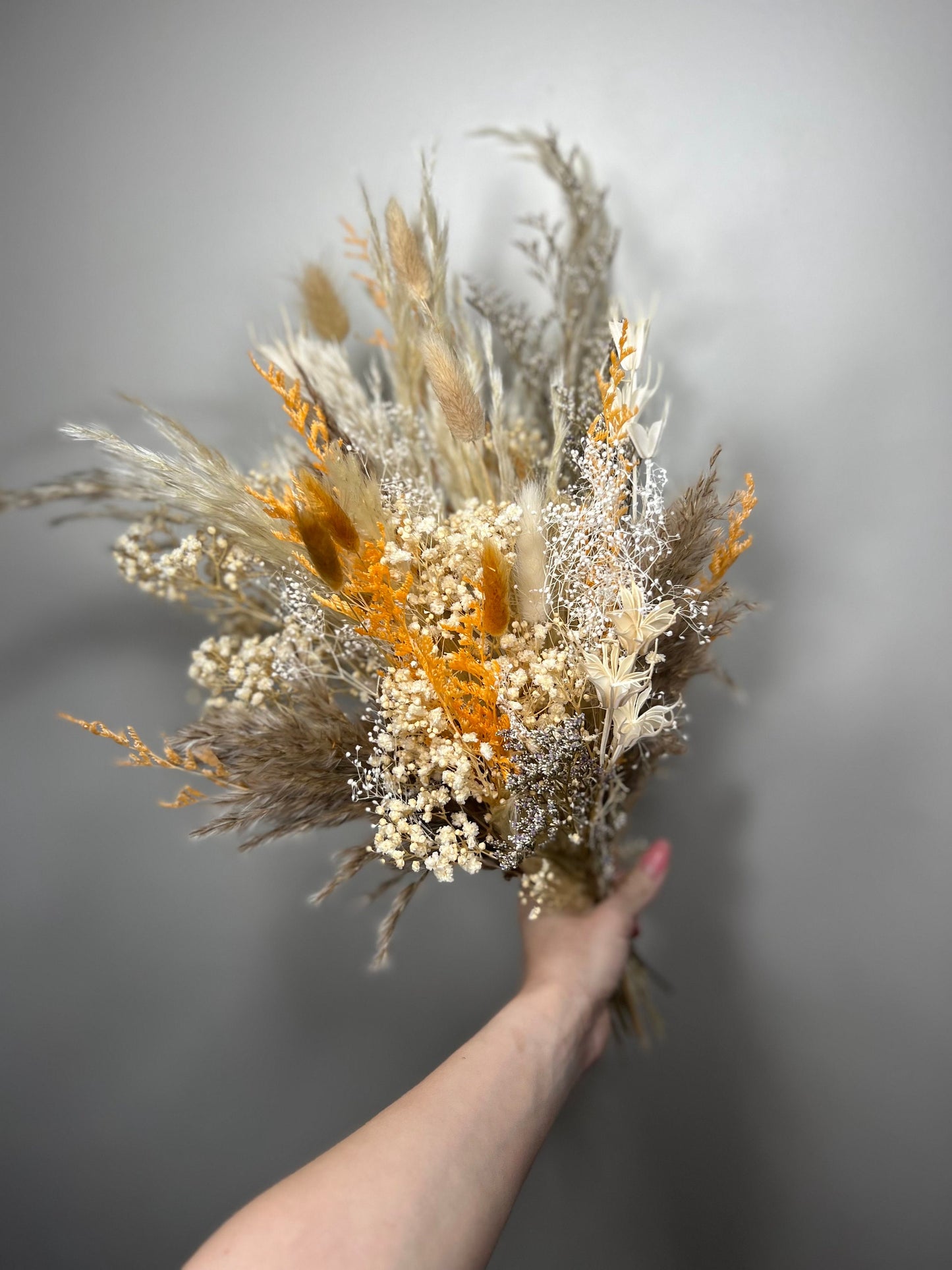 Wedding Bridal Bouquet Boho Terracotta Burnt Bouquet Bridesmaids Dried Flower Natural Baby Breath Bunny Tails Bouquet Pampas Grass Fall