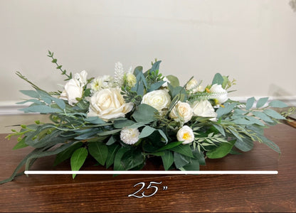 Wedding Sweetheart Decor Table White Ivory Aisle Arrangement Centerpiece Decor White Sweetheart Handmade Artificial Peony Flowers Eucalyptus