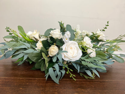 Wedding Sweetheart Decor Table White Ivory Aisle Arrangement Centerpiece Decor White Sweetheart Handmade Artificial Peony Flowers Eucalyptus