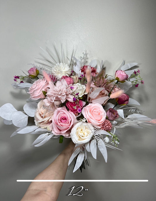 Wedding Bouquet Pink Barbie Bridal Hot Pink Bouquet Barbie Fuchsia Dahlia Viva Magenta Peony Dusty Rose Bunny Tails Artificial Flower