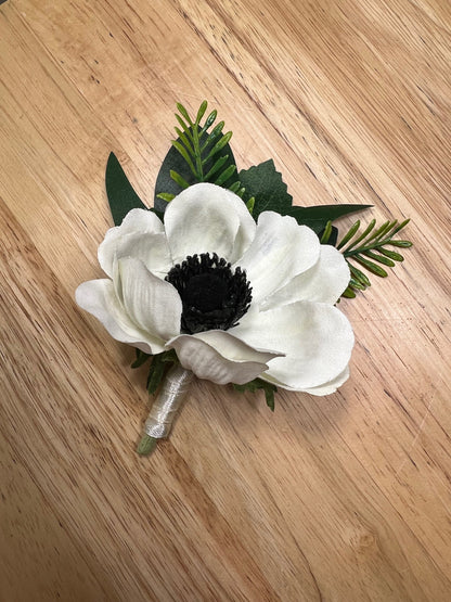 Wedding Bouquet White Anemone Wedding Ivory Anemone Cascade Bouquet Greenery Classic White Anemone Eucalyptus Handmade Decor Artificial Sage