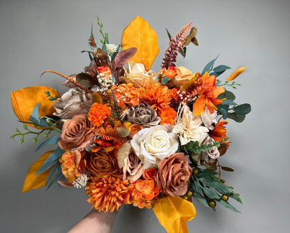 Wedding Bouquet Terracotta Bridal Wedding Rust Terracotta Bouquet Burnt Orange Decor Fall Eucalyptus Handmade Artificial Dried Flower