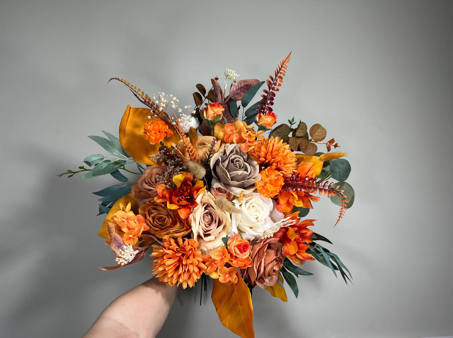 Wedding Bouquet Terracotta Bridal Wedding Rust Terracotta Bouquet Burnt Orange Decor Fall Eucalyptus Handmade Artificial Dried Flower