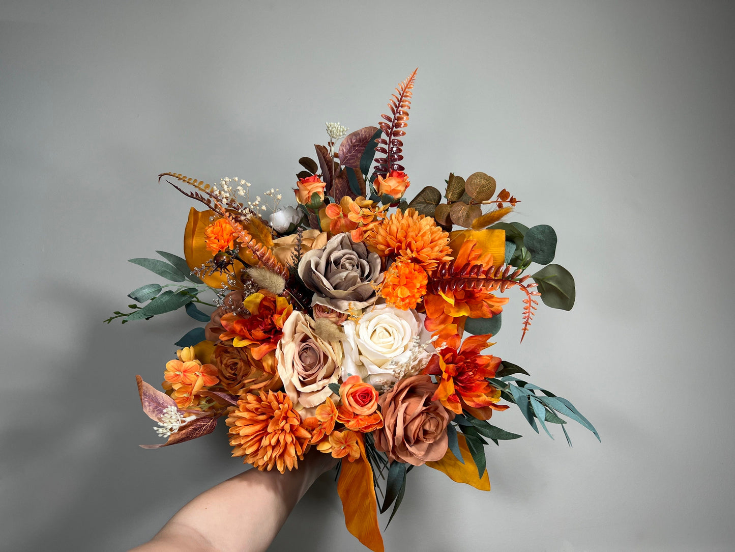 Wedding Bouquet Terracotta Bridal Wedding Rust Terracotta Bouquet Burnt Orange Decor Fall Eucalyptus Handmade Artificial Dried Flower