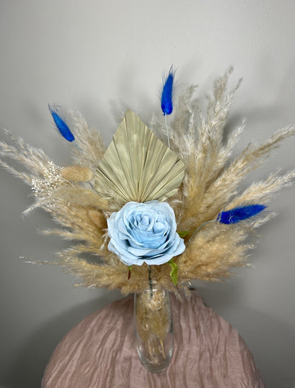 Wedding Centerpiece White Boho Table Decor Terracotta Anemone Burgundy Centerpiece Dusty Rose Navy Blue Palms Leaves Pampas Grass Handmade