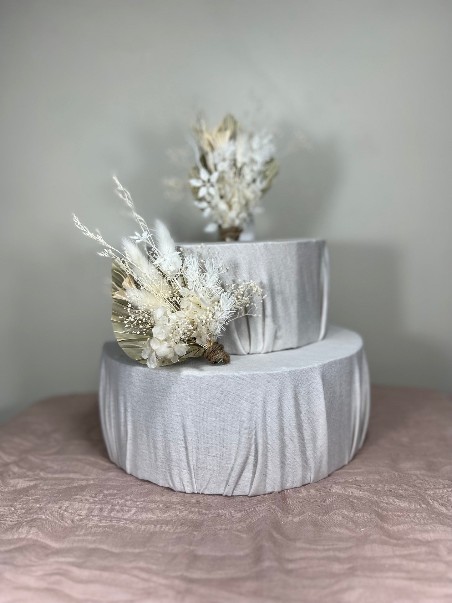 Cake Topper Wedding Decoration Boho Cake Arrangements Wedding NaturalPalms Leaves Cake Decoration White Artificial Dried Flowers Baby Breath