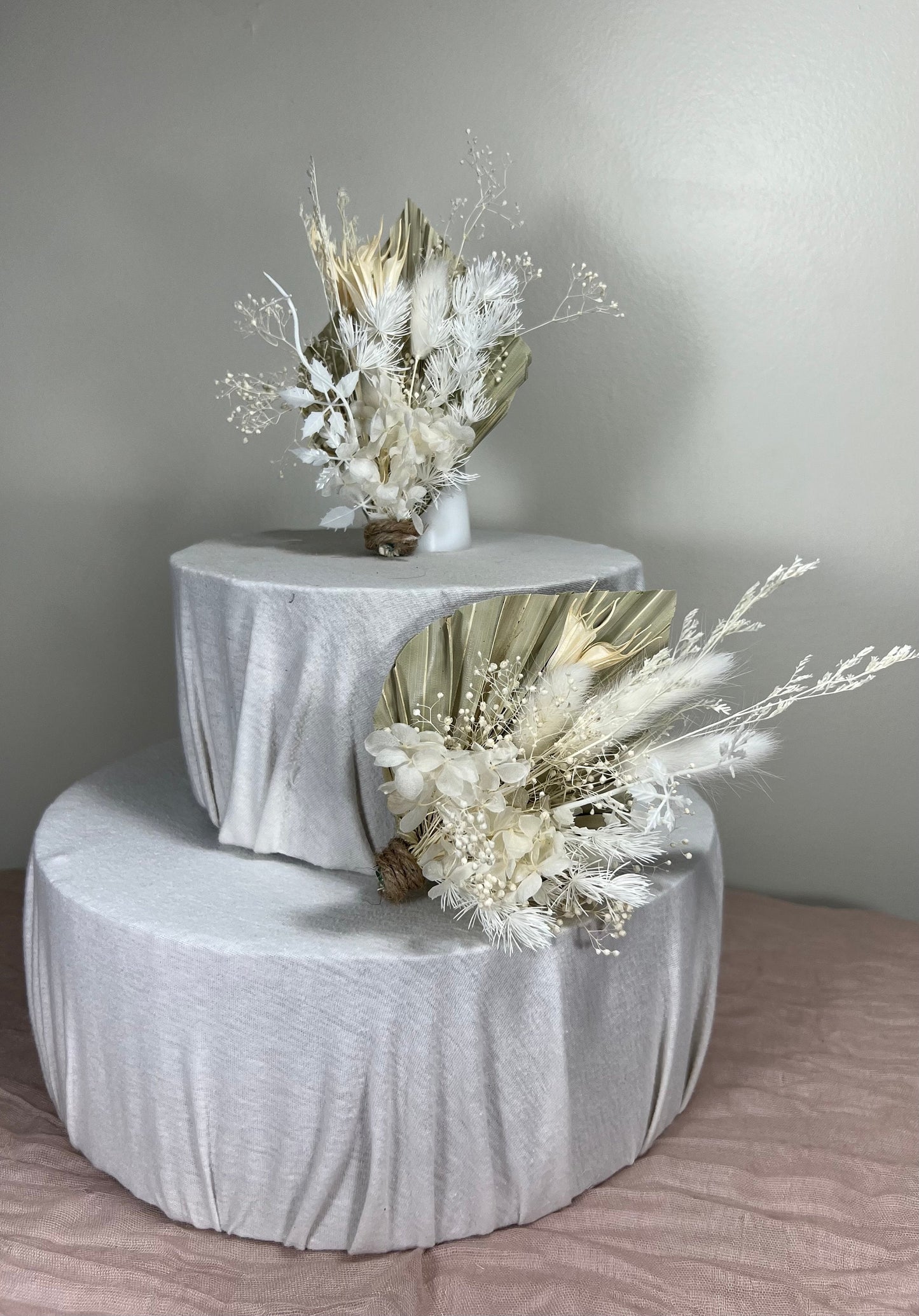 Cake Topper Wedding Decoration Boho Cake Arrangements Wedding NaturalPalms Leaves Cake Decoration White Artificial Dried Flowers Baby Breath