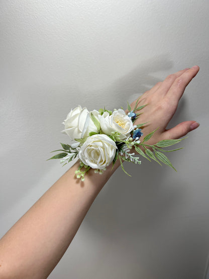 Wedding Corsage White Bridal Ivory Wedding Classic Wrist Corsage Bridesmaids Decor White Wedding Rose Accessories Artificial Flower Corsage