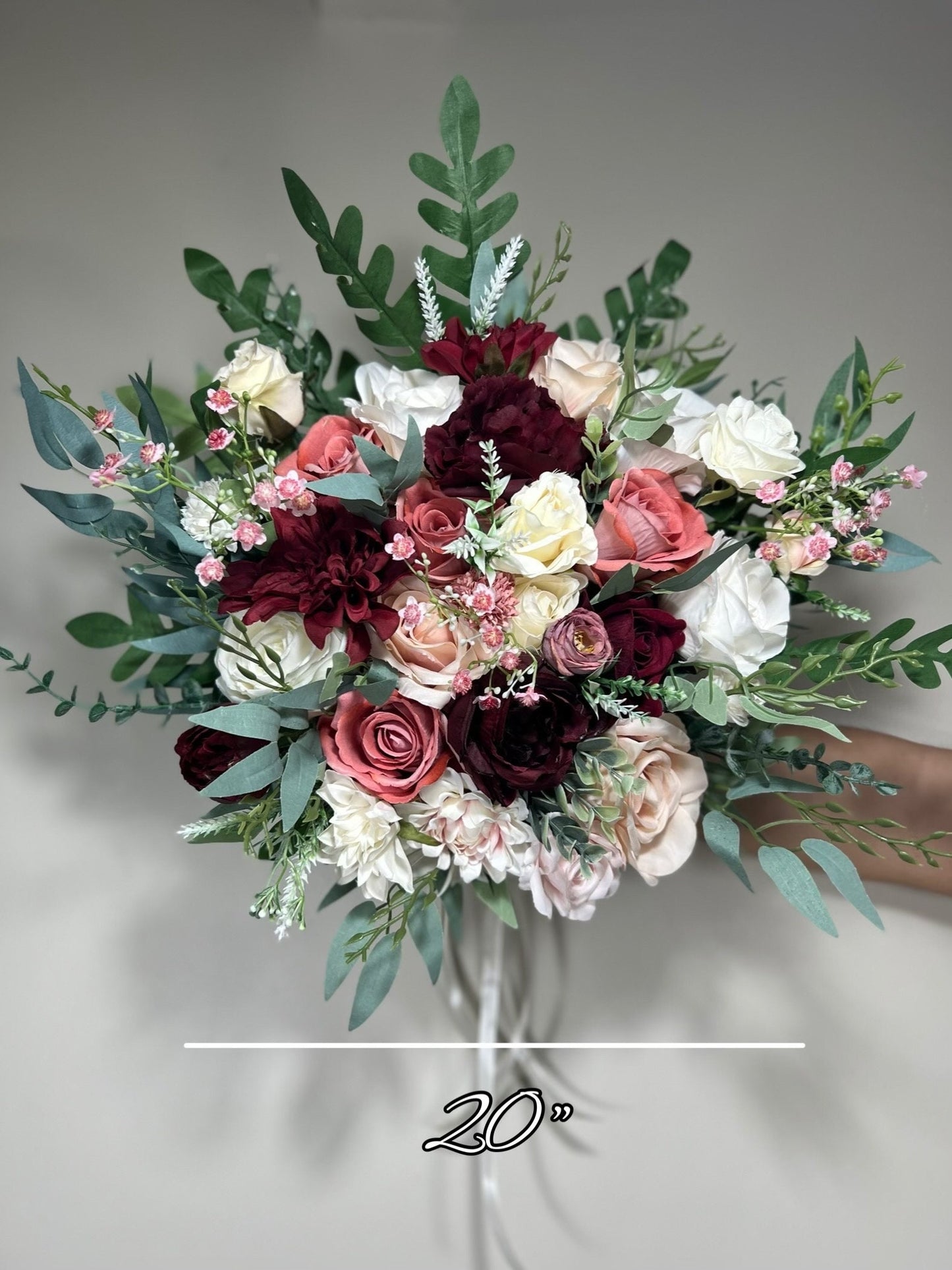 Wedding Bouquet Burgundy Bridal Wedding Rustic Bouquet Dusty Rose Bridesmaids Decor Eucalyptus Handmade Pink Wild Flower Artificial Flower