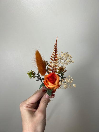 Wedding Bouquet Sunflower Boho Burnt Orange Bridal Terracotta Fall Decor Rust Sunflower Artificial Flowers Dried Pampas Grass Baby Breath